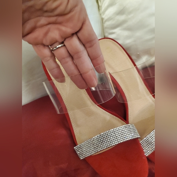 Olivia Furguson Clear & Bling Slide On Heel Stillettos 10 M - Picture 2 of 8
